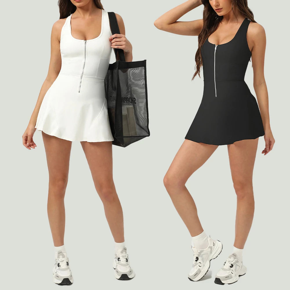 Vestido Deportivo Negro Espalda Nadador - Tela de Secado Rápido