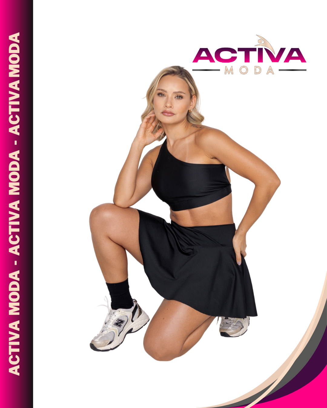 Set Deportivo Selene - One Size - Tela Mate - Color Negro