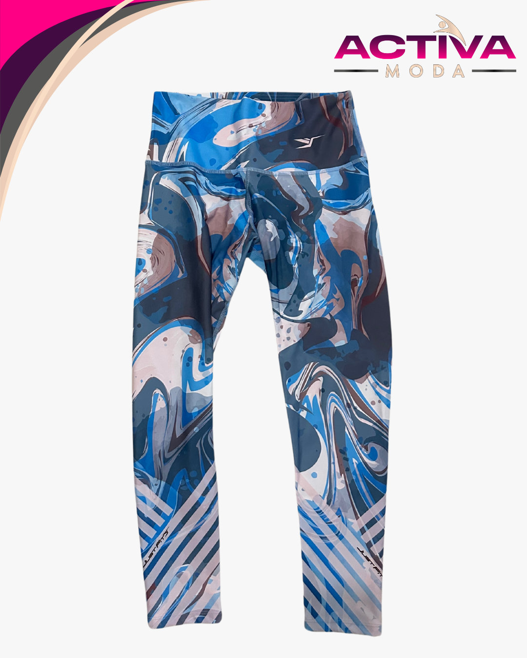 Legging Estampado Azul/Crema Arena - One Size - Blue/Sand