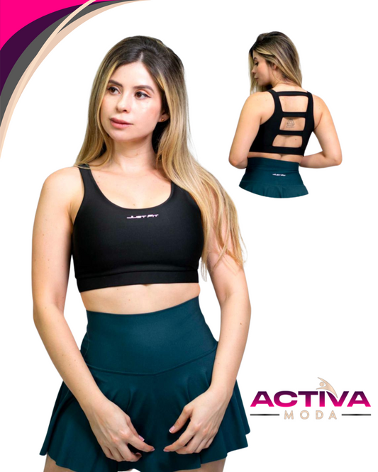 Top Metis Negro - Tela Mate - One Size - Black Sport Bra's