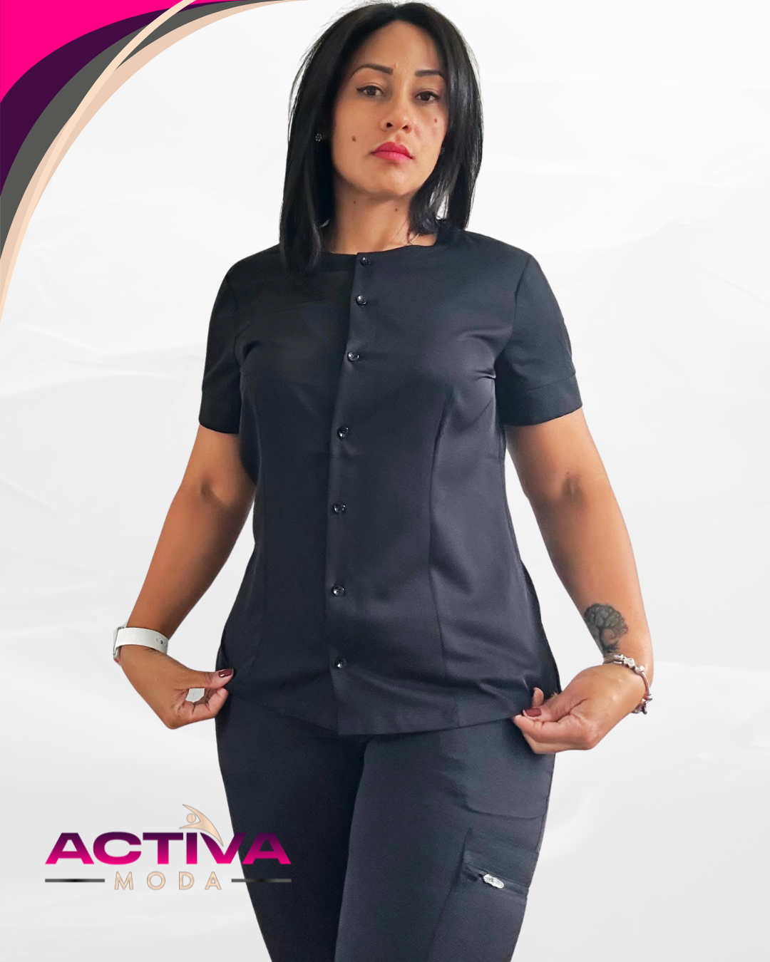 CIREL BLK - Set de Uniforme con bolsillos – Unisex -  Scrubs de alta Comodidad y Estilo