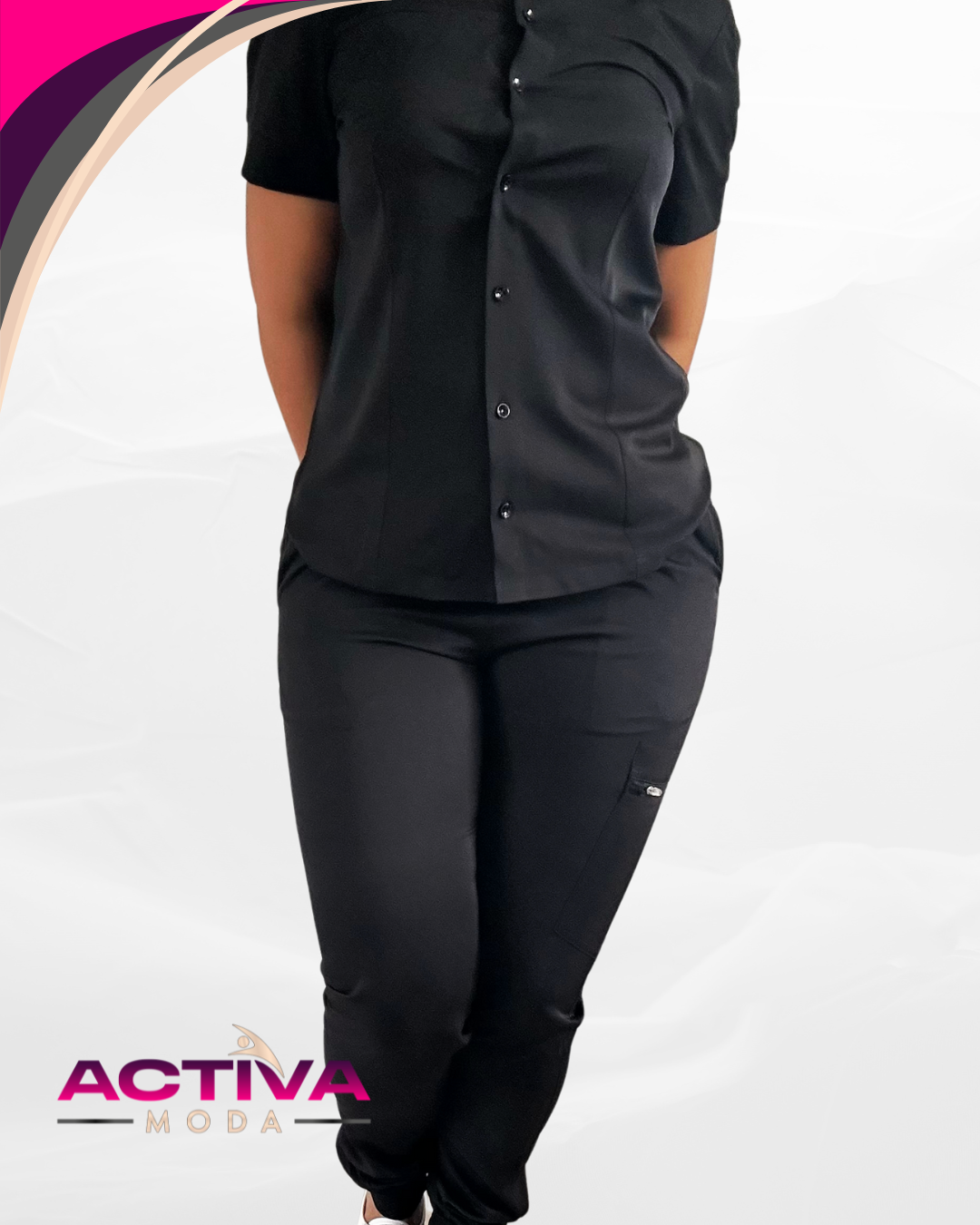 CIREL BLK - Set de Uniforme con bolsillos – Unisex -  Scrubs de alta Comodidad y Estilo