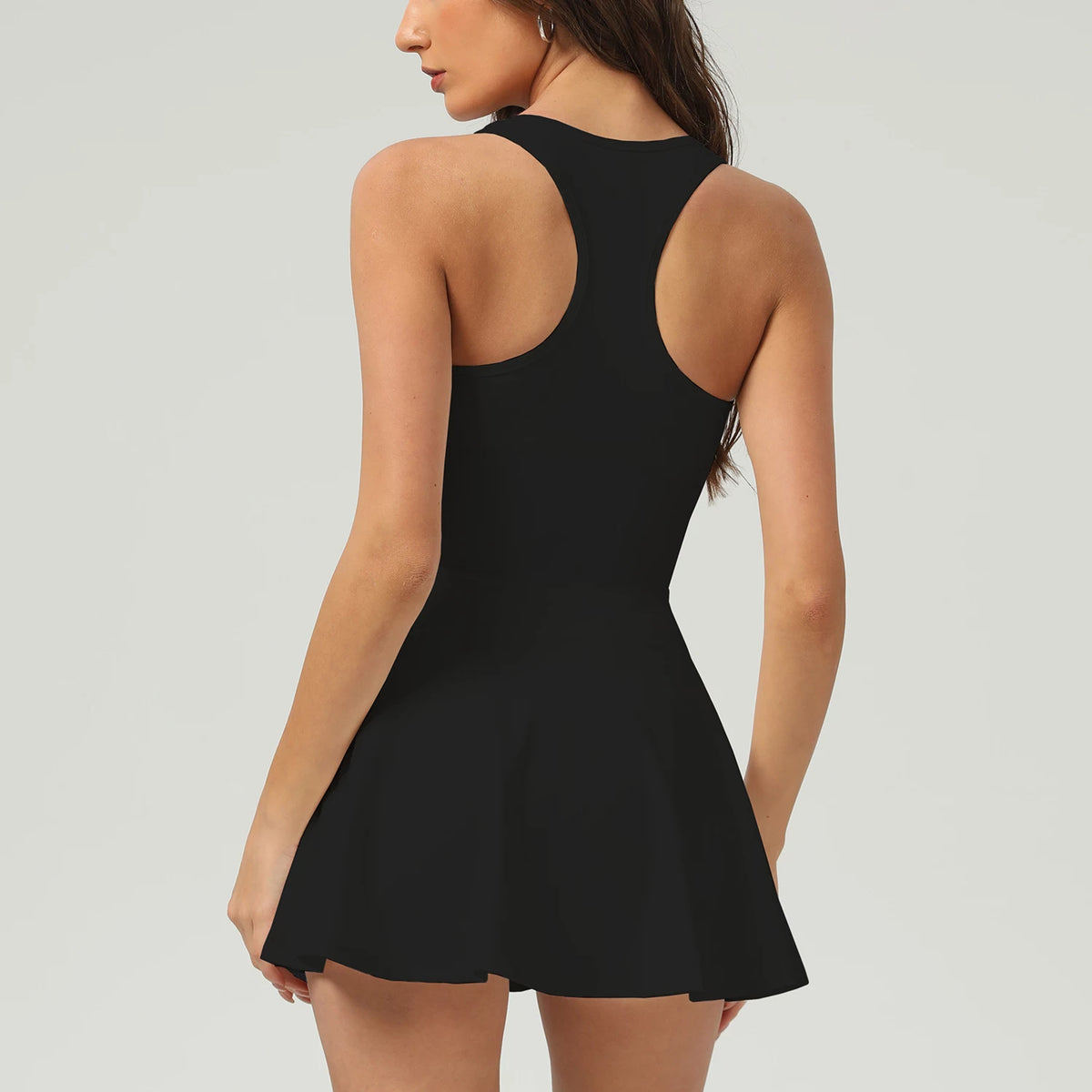Vestido Deportivo Negro Espalda Nadador - Tela de Secado Rápido