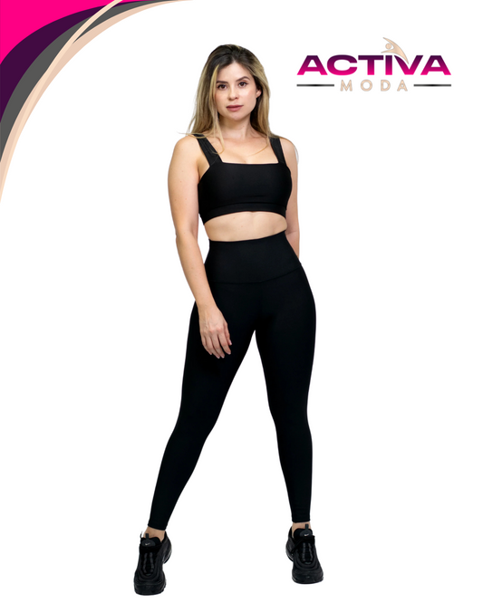 Legging en Color Negro Mate - One Size y Plus Size - Sin transparencias - Black