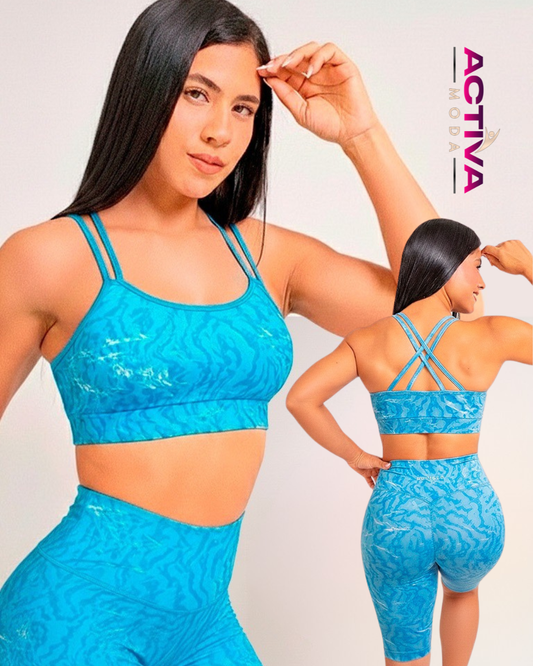 Set pantalón corto tipo "biker" y top - Set Deportivo de Alta Compresión